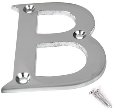 3 Inch Satin Chrome Screw-On Letter B – Door Number for Wooden, uPVC or Composite Doors