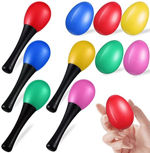 Maracas and Egg Shaker Percussion Instrument Set 20Pcs Egg Shakers Maracas Musical Egg Shaker and Maracas in 5 Different Color Music Learning Toys for Kids Children