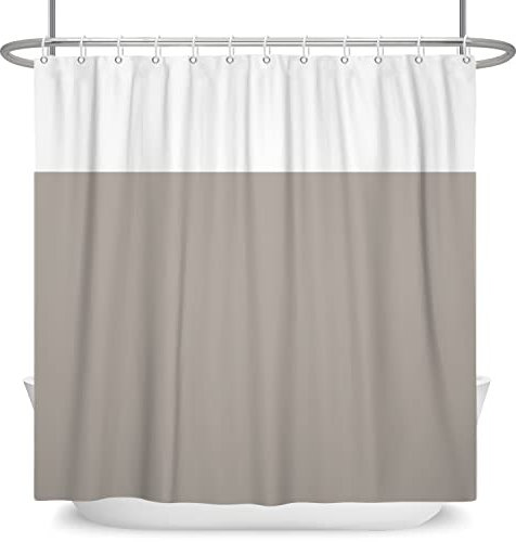SDOTPMT 140x180cm Marron Blanc Bicolore Rideau de Douche Minimaliste Thème Tissu Polyester Rideau de Bain Classique Traditionnel Couleur Unie Rideau de Baignoire pour Salle de Bain avec Crochets