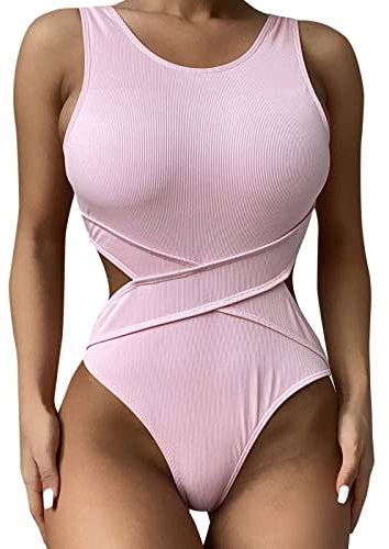 Maillot de bain tendance pour femme - Couleur unie - Short fluo, rose, S