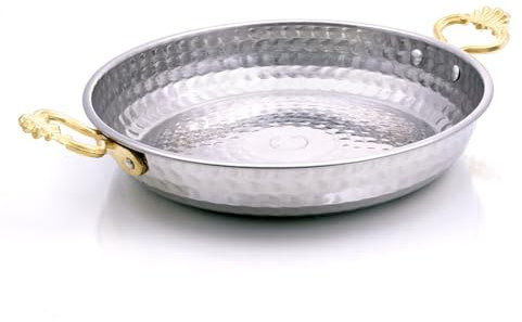 spar-home® 18cm Pfanne Induktion - Handgefertigte Edelstahlpfanne Kupfer Optisch Induktionspfanne Bratpfanne Servierpfanne (18 cm)