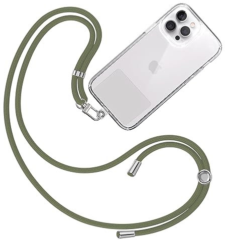 TBOC Cordon Collier Laniere Portable [Vert Militaire] - Sangle Accrocher Coque Cou pour Pochette Telephone - Accessoire Bandouliere Attache Porte Etui Avec Lanyard Femme Homme Protection Integrale
