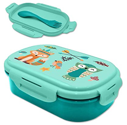 Fiambreras de plástico con diseño de animales, dos compartimentos, a prueba de fugas, contenedor de alimentos ligero, sin BPA, lonchera duradera para niños, verano, viajes, escuela, guardería, picnic,