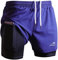 Viisendy Pro Herren 2-in-1 Laufshorts Workout Bodybuilding Trainingsshorts 3 Zoll Outdoor Marathon Joggingshorts Navy blau 2XL
