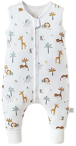 Xifamniy Sommer Baby Schlafsack 0,5 Tog Baby tragbare Decke Schlafsack Neugeborene Baby Wickeldecke mit Reißverschluss für einfaches Windelwechseln (Tierparadies, L / 90cm)
