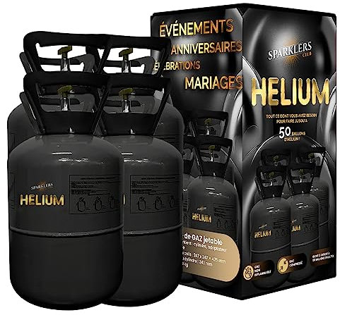 SPARKLERS CLUB® - Lote de 4 botellas de gas para 50 globos inflables, 4 caramelos de 0,42 m3, botella grande desechable, infla 200 globos para cumpleaños, boda y fiesta, entrega 24 horas