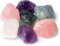 QINJIEJIE 100% Großes Amethyst Rosenquarz Premium Wassersteine Grundmischung Steine 4 Stück Natursteine Heilsteine set Naturbelassene Kristalle Rohsteine 4.5-5 cm