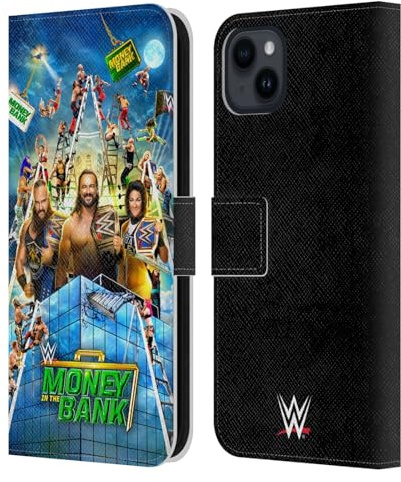 Head Case Designs Offizielle WWE Braun, Drew & Bayley 2020 Money In The Bank Leder-Wallet-Hülle Kompatibel mit Apple iPhone 15 Plus