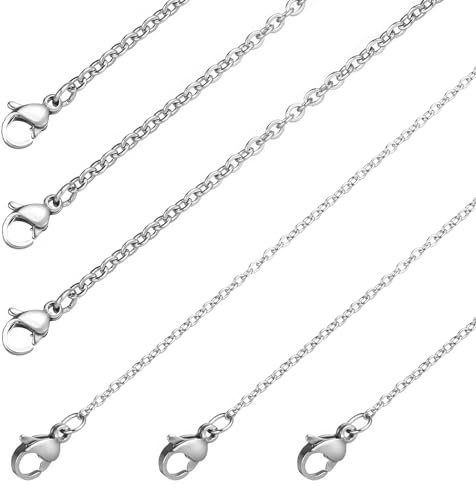 Naler 6 Packs Necklace Chains Bulk Stainless Steel Chain Necklaces Curb Chain Necklace 1.5/2.4mm Width, 18 20 24 Length, Durable Versatile DIY Jewelry for Necklaces Accessories