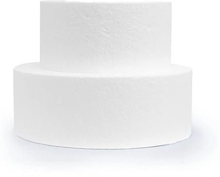 Basi tonde in polistirolo (2 pezzi) per torta a due piani in cake design e decorazioni creative. Misure Ø25xH20 Cm, Ø15xH20 Cm