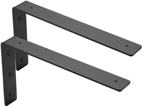 MLOQI 2 stück Regalhalterung Schwarz Regalwinkel Schwerlast, Regalwinkel Schwarz Metall, Wandhalterung Winkel regal 0,5 cm Dick 30 cm