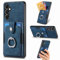 Reevermap Samsung Galaxy A05S Case Flip Phone Cover for Samsung Galaxy A05S with Ring Holder, Shockproof Back Wallet Card Slots PU Leather Retro Bumper Kickstand, Blue