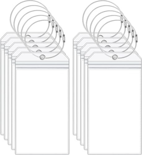 10 Stück Groß Kofferanhänger für Kreuzfahrten, 19,5x10,3 cm Kreuzfahrt Gepäckanhänger Koffer Anhänger Transparent Kofferschild Wasserfest PVC mit Verschraubbaren Metallband für Koffer Gepäck Tasche