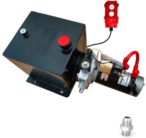 Wryxia Hydraulic Power Unit 2200PSI 12V DC Hydraulic Station Pump Single Acting, Power Unit for Dump Trailer Car Lifting Platforms, 8 Quart (Single Acting+Handle Control), (Single Acting 8Quart)