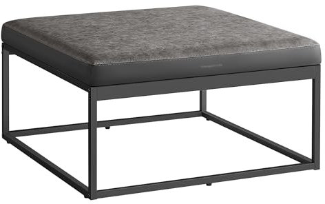 SONGMICS HOME Luiz Colección - Mesa de Centro Cuadrada, Mesa de Salón, Tablero Reversible, Mesa Auxiliar, Taburete, Minimalista, Marco de Acero, Carga de 300 kg, para Salón, Gris Paloma LOM077G01