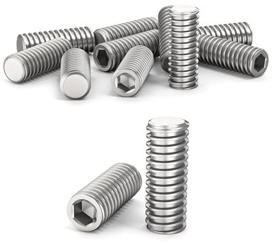 ORTAVA 10 Stück Madenschrauben, Gewindestifte M4 x 10 mm DIN 913 / ISO 4026 mit Innensechskant (ISK) und Kegelkuppe, Madenschraube Edelstahl(Silber)