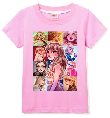 Kids 100% Cotton T-Shirt Music Fan Cloth Girl Boy Short Sleeve Girls Tee (Pink,5-6 Years,5 Years,6 Years)