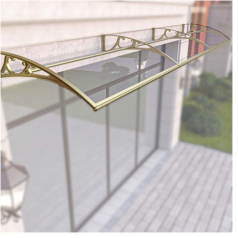 Auvent de Porte et Fenêtres Protection UV 100x200cm Polycarbonate Marquise de Porte Cadre en Aluminium Auvent de Véranda (Color : Champagne Color, Size : 100x200cm)