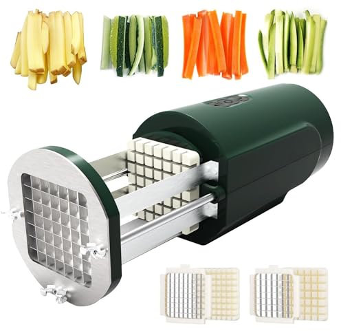 AUTUMFLATGAO Electric French Fry Cutter, Potato Strip Cutter with 1/2 & 3/8 Blade, Pro Commercial Vegetable Cutter, Household Slicer For Potato,Carrot,Cucumber,Apple