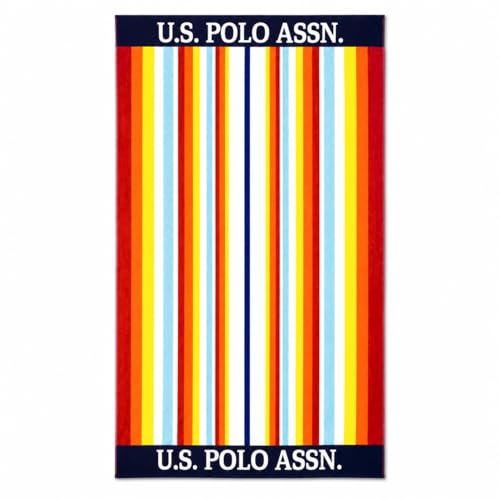 U.S. Polo Assn. Toalla de playa de gran tamaño (40 x 70 pulgadas) con diseño náutico a rayas, algodón de felpa de lujo, calidad de hotel para baño, piscina, rayas Maui