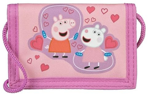 Undercover Pepa Wuz Pig Geldbeutel Brustbeutel Jungen, Mädchen │Kinder Geldbörse mit Kordelband, Klettverschluss, 9x13cm