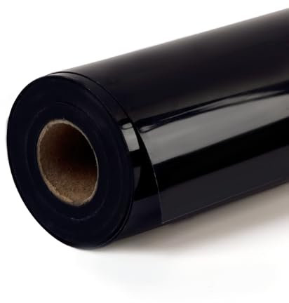 SHOMKIEE Black Heat Transfer Vinyl Rolls - 12Inch by 38ft Roll HTV Iron on Vinyl DIY for T-Shirt, Easy to Cut & Weed for Heat Transfer Design Glossy (Black, 38FT)