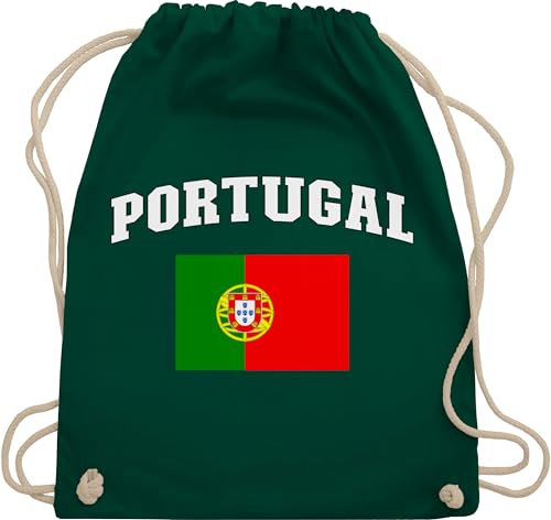Shirtracer Turnbeutel Rucksack - Fußball EM WM - Taschen - Schriftzug mit Portugal | Portugiesisch | República Portuguesa | Portuguese Republic - Unisize - Dunkelgrün - fußball-em fanartikel