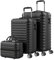 Primal Internet GmbH Koffer & Trolleys Set mit 4 Rollen | Hartschalen-Koffer, Kofferset, Reisekoffer 5 kg, 13 kg & 18 kg | ABS-Koffer klein, mittelgroß & groß in Schwarz