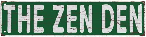 kisoyo Street Sign Metal Tin Signs The Zen Den Sign Rustic Metal Tin Sign Home Outdoor Art Wall Decorations For Cafe Bar Kitchen 4x16 Inch