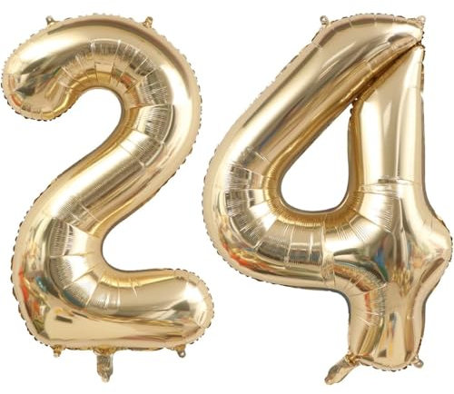 40 Zoll Gold Luftballon Zahlen 24 Champagner Gold Ballon 24. Geburtstag Deko Hell gold Folienballon Zahl 24 Riesenzahl Ballon 24 Party Hochzeit Kindergeburtstag Geburtstag Nummer 24