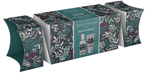 Tesori d'Oriente - Set Regalo, Profumo Aromatico 100 ml e Doccia Crema 75 ml (fomato viaggio), Fragranza Muschio Bianco, Confezione Regalo