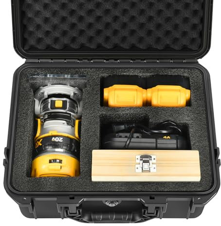 LOTOCASE Hard Case for Dewalt 20V Max XR Cordless Router - DCW600B, Waterproof & Shockproof Tool Bag, Compatible with 2-pack Batteries Below 20V 6.0ah, Charger, and Router Bits Set Box (Case Only)