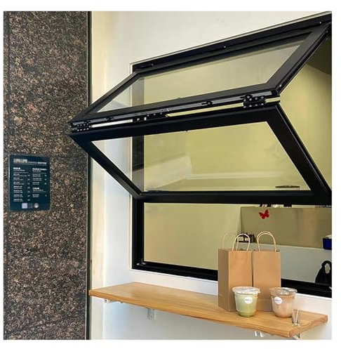 Ventana Plegable Hacia Arriba For Cafetería, Ventana De Servicio Con Marco De Aluminio, Ventana De Doble Guillotina De Montaje Empotrado, Ventana De Servicio De Tamaño Personalizable, Ventana De Conce