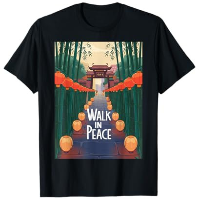 Gráfico Serene Zen Bambú y Linterna Camiseta