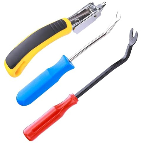 Lot de 3 extracteurs d'agrafes d'ameublement et de construction avec outil d'arrache-clou, extracteur de tapis, pour enlever tous les types d'agrafes pour meubles, sol, étui en bois, carton, cadre
