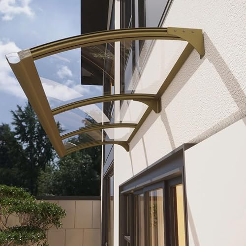 DXIAov Aluminium Front Door Canopy with Large Drainage Sink, Window Awning Outdoor Polycarbonate Solid Sheet, Soundproofing Porch Awning for Window, Patio, Roof Cover, UV Protection