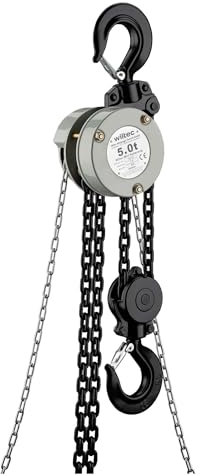 Wiltec Mini Kettenzug bis 5 t, robuster Handkettenzug 5 m Hubhöhe, Tragmittel mit 5 m Lastkette, Hebezeug manuell, hochbelastbares Hebemittel