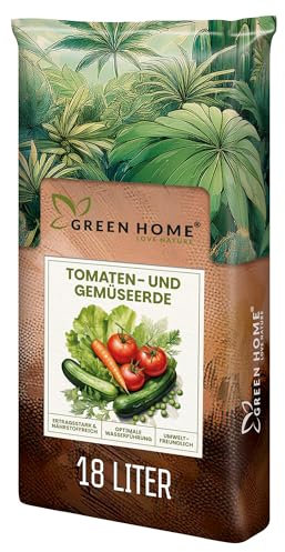 Green Home Tomaten- & Gemüseerde 18L - hochwertige Tomatenerde/Pflanzenerde für starkzehrende Gemüsepflanzen - Gemüseerde für Tomaten, Gurken, Zucchini oder Paprika im Beet, Hochbeet oder Kübel