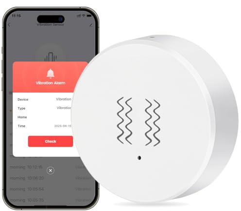 Acmerota Sensore di vibrazione Zigbee Allarme vibrante APP Promemoria Mini rilevatore wireless di rottura vetri per sistema di allarme e porte/finestre, compatibile con Tuya/Smart Life e Alexa