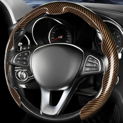Carbonfaser 5D Lenkradhülle für B.M.W 3er E91 E92 E93 G21 G28, Anti-Rutsch & Schwitzschutz für Sommer (Ultradünn) | Sport-Design Autolenkradbezug mit Atmungsaktiv, 38cm