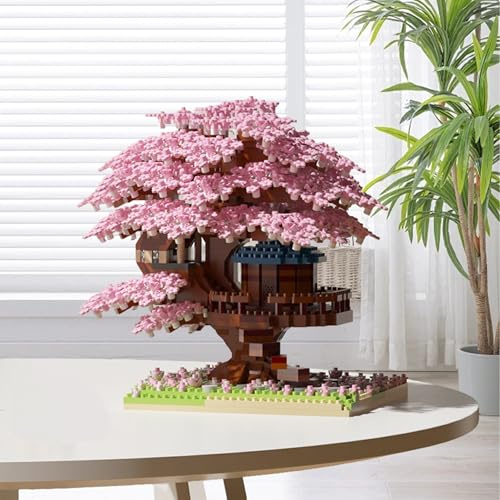 Gxdamxz Bloques de Construcción para Adultos, Casa en Árbol Flor de Cerezo Micro Juguete Constructivo‌