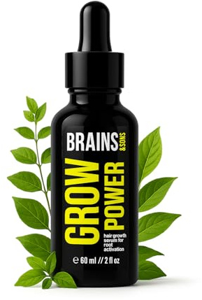 BRAINS & SONS Grow Power Haarserum – Mehr Power auf’m Kopf! 5% Biotin + Rosmarin & Ginseng für dickeres, volleres Haar – Unterstützt natürlich die Haargesundheit – Collagen & Vitamin B6 – Für Sie & Ih