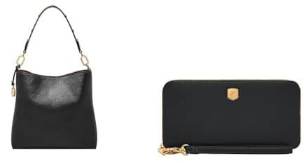 Fossil Damen Jessie Schwarze Ledertasche und Lennox Geldbörse, Set