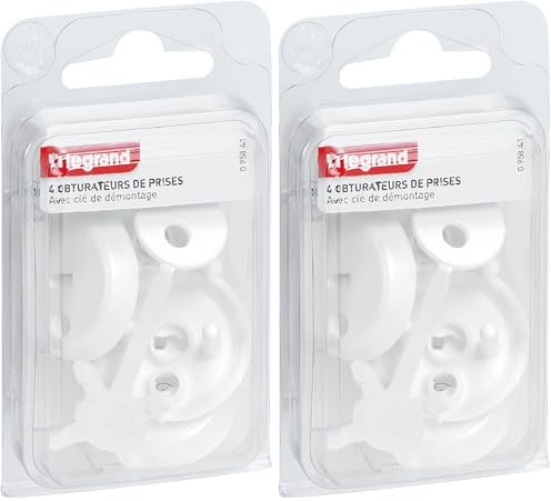 Legrand - Cache-prises de courant - 4 caches pour prise avec terre, Blanc (Lot de 2)