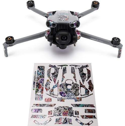 WRAPGRADE Skin Folie Aufkleber Kompatibel mit DJI Mini 5 Pro Accent Color (Metal Sticker Bomb)
