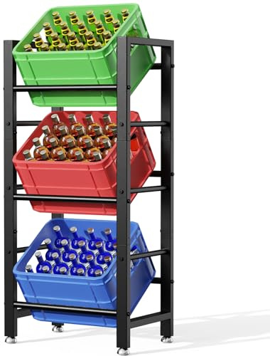 Mavivegue Getränkekistenregal für 3 Getränkekisten mit Verstellbaren Füßen | Stabiles Metall Getränkeregal, Platzsparend kistenregal für Wohnzimmer Küche Keller- Bier Obst Gemüse Wasser