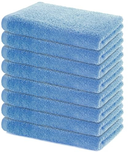 Lavea® Sydney 8er Handtücher Set - 40x70 cm - Delphinblau | 100% Baumwolle – Weiche Frottee Handtücher, saugstarkes Handtuch Set für Bad, Gäste-WC & Sport, OEKO-TEX® Standard 100