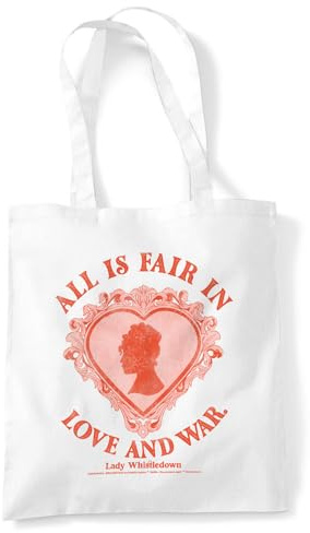Bridgerton Love And War Lady Whistledown Bolsa Tote Reutilizable para Compras y Viaje, Blanco
