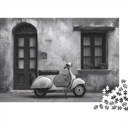 Vintage Street Paper Puzzle 1000 Pieces for Adults Thick Paper Scooter Jigsaw Art Home Decoration Educational Gift 52x38cm/1000pcs