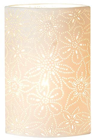 GILDE Tischleuchte Blume - Designlampe aus feinem Porzellan weiß H 35 cm